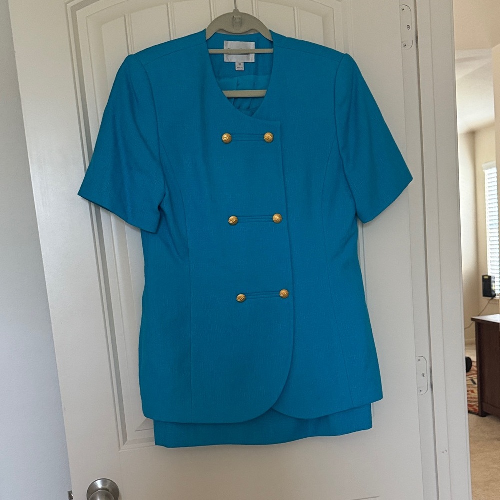 ✨Vintage✨ Karen Scott Teal Blazer + Skirt Set